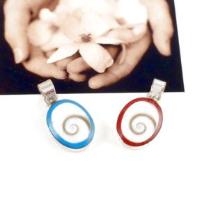 Anhänger 925 Silber Shiva Auge Koralle oval