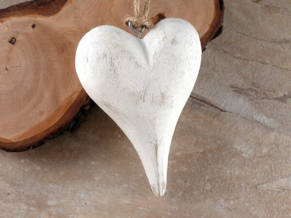 Dekohänger Herz Holz weiß – Bild 2