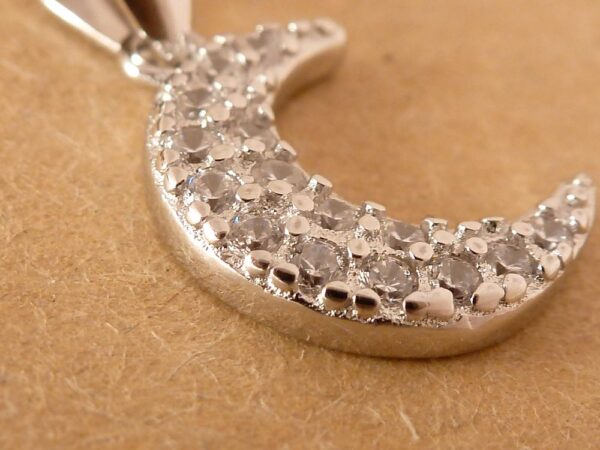 Anhänger 925 Sterling Silber Halbmond mit Zirkonia – Bild 4