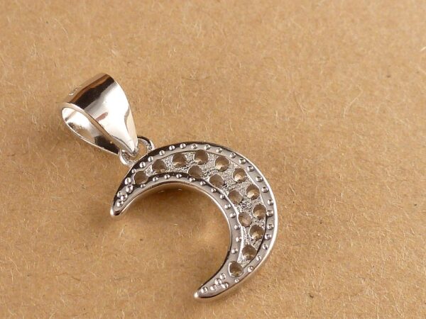 Anhänger 925 Sterling Silber Halbmond mit Zirkonia – Bild 2