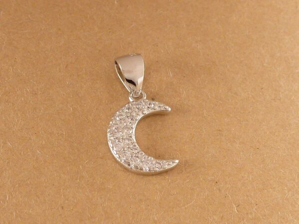 Anhänger 925 Sterling Silber Halbmond mit Zirkonia
