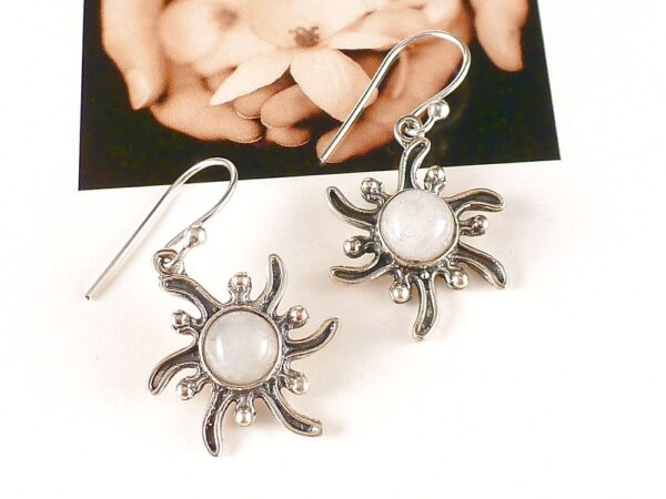 Ohrringe aus 925 Sterling Silber Sonne mit Mondstein