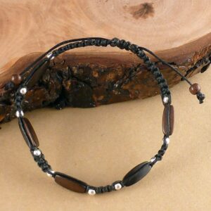 Armband geflochten mit Holzperlen