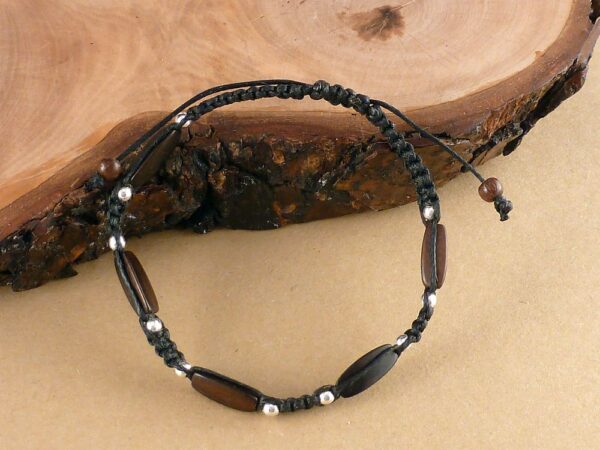 Armband geflochten mit Holzperlen