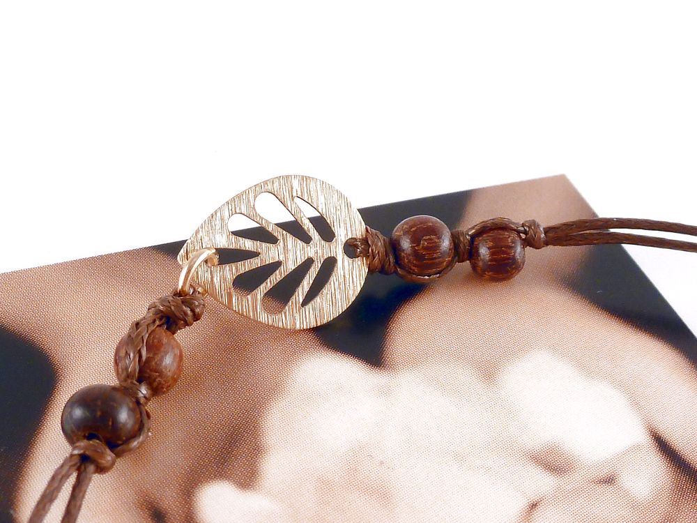 Armband mit Blatt vergoldet – Bild 2