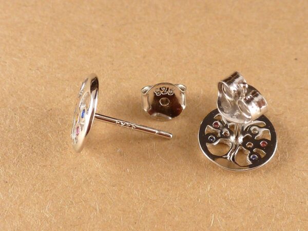 Ohrstecker 925 Silber Baum mit Zirkonia – Bild 3