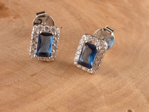 Ohrstecker 925 Silber Zirkonia Blau – Bild 4