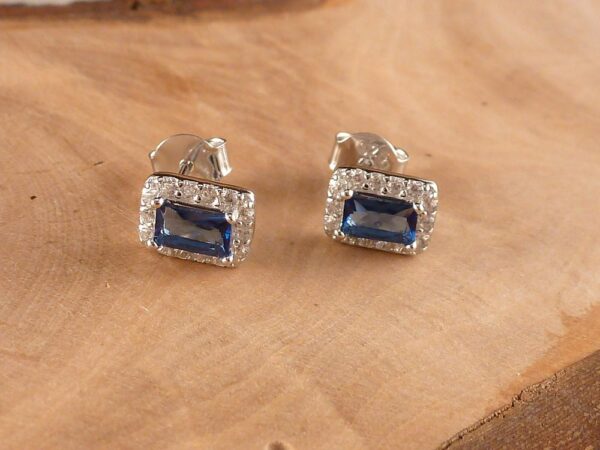 Ohrstecker 925 Silber Zirkonia Blau – Bild 2
