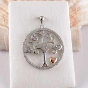 Anhänger 925 Silber rhodiniert Baum mit Herz