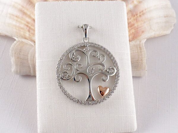 Anhänger 925 Silber rhodiniert Baum mit Herz