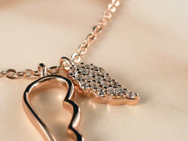 Kette 925 Silber rosegold mit Flügel – Bild 4
