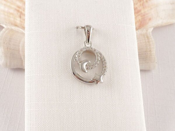 Anhänger 925 Silber Mond und Sterne mit Zirkonia