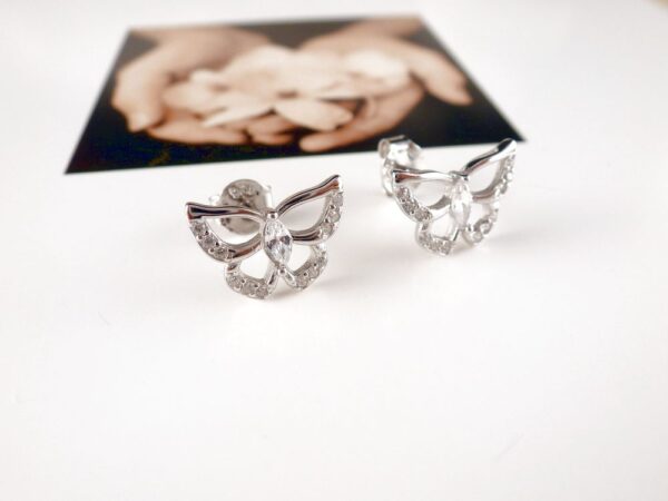 Ohrstecker 925 Silber Schmetterling mit Zirkonia – Bild 5