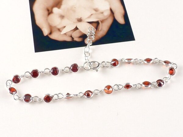 Armband 925 Silber mit Zirkonia Rot – Bild 3
