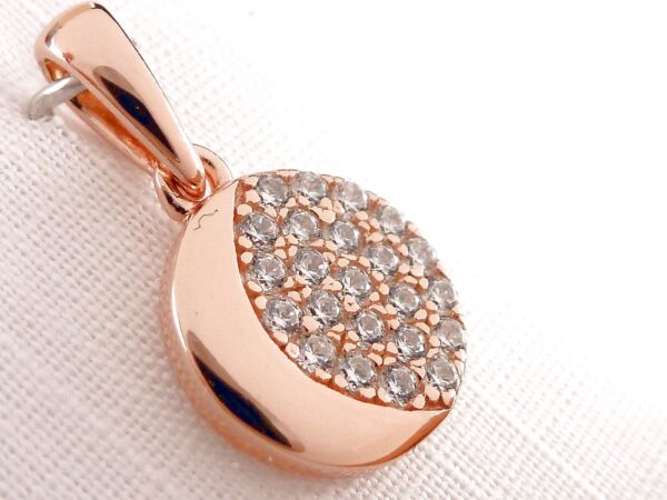 Anhänger 925 Silber rosegold Mond mit Zirkonia – Bild 3