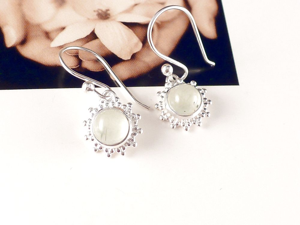 Ohrringe Ohrhänger 925 Silber mit Edelstein Prehnit – Bild 3