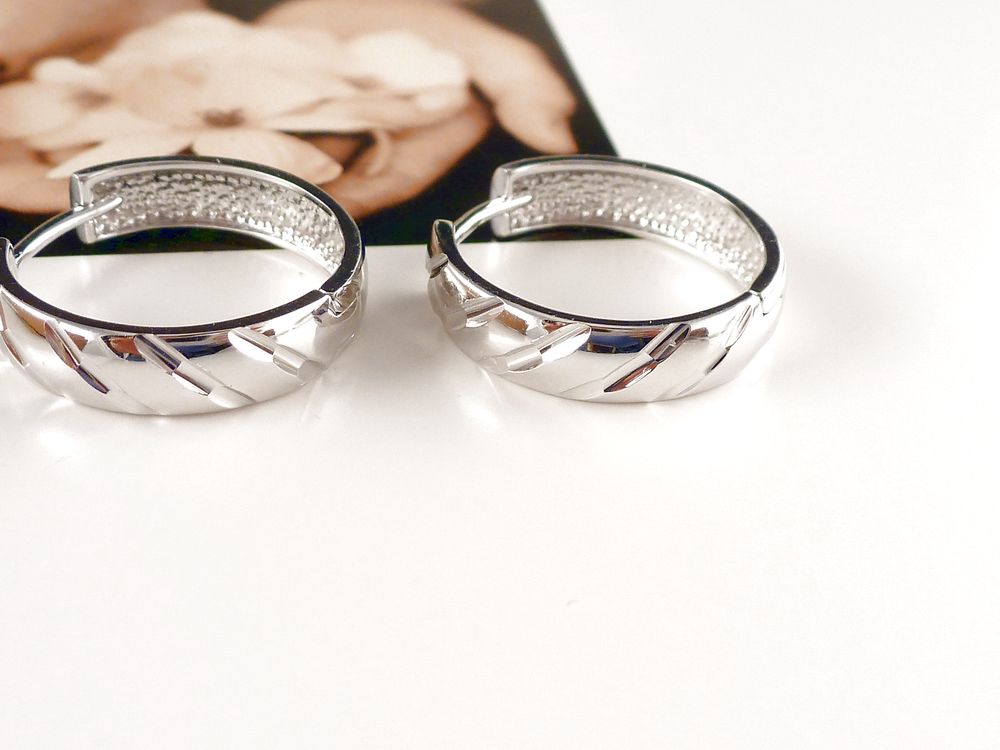 Creolen Ohrringe 925 Silber mit Schliff