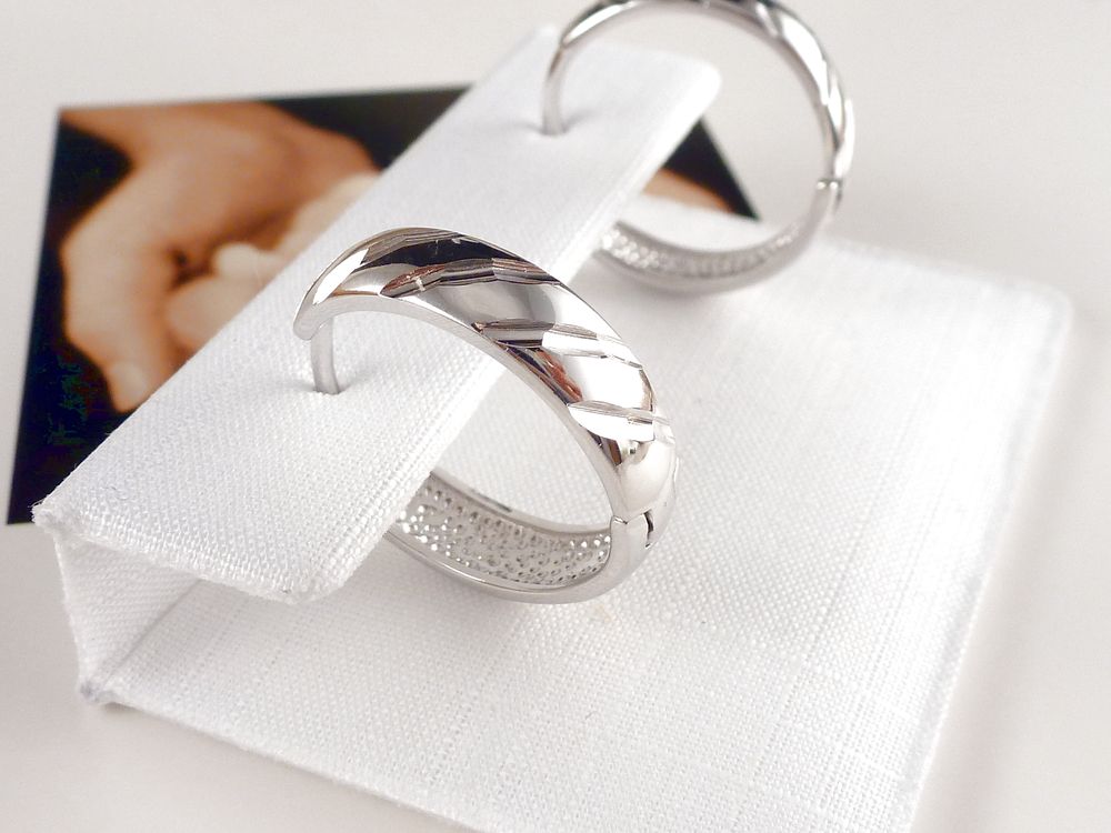 Creolen Ohrringe 925 Silber mit Schliff – Bild 6