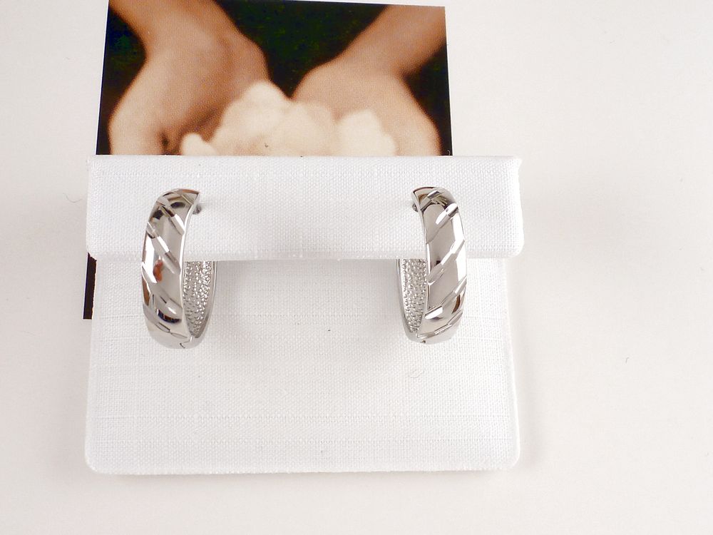 Creolen Ohrringe 925 Silber mit Schliff – Bild 5