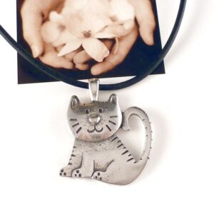 Kette Lederband mit Anhänger Katze