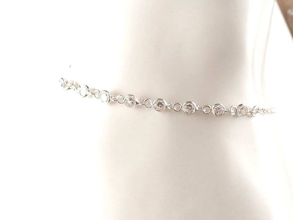 Armband 925 Silber mit Zirkonia klar – Bild 2