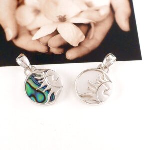 Anhänger 925 Silber mit Perlmutt Paua Muschel Sonne und Mond