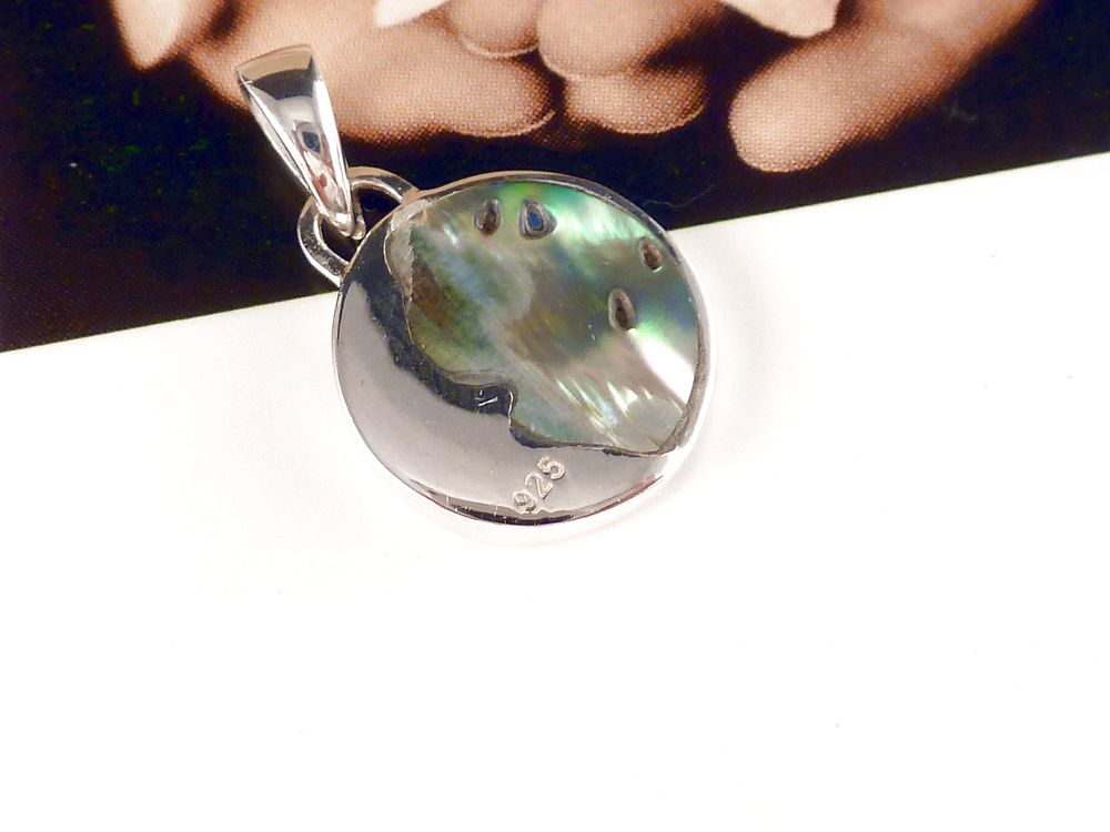 Anhänger 925 Silber mit Perlmutt Paua Muschel Sonne und Mond – Bild 4