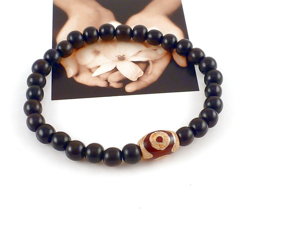 Armband mit Holz und Achat Perlen