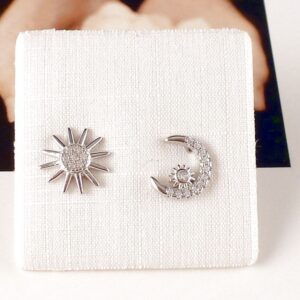 Ohrstecker aus 925 Silber Mond und Sonne mit Zirkonia