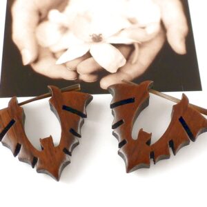 Holz Creolen Ohrringe Fledermaus