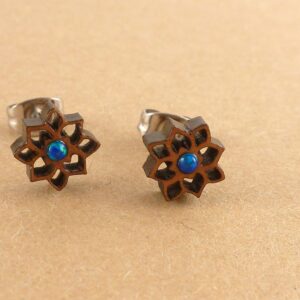 Ohrstecker Holz Blumen Ohrringe Opalith