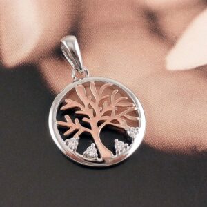 Anhänger 925 Silber Lebensbaum rosevergoldet