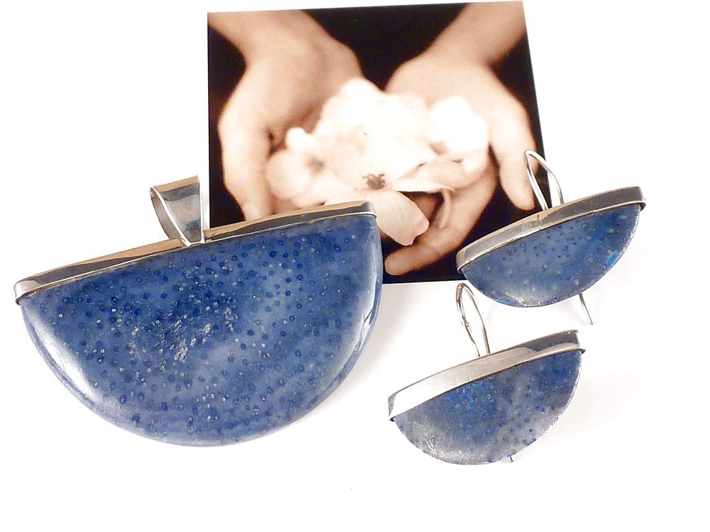 Anhänger 925 Silber mit Koralle Blau