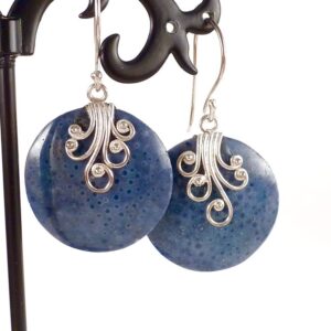 Ohrhänger 925 Silber Koralle Blau