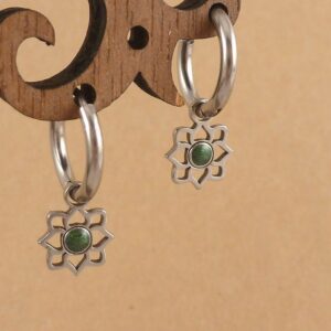 Creolen Edelstahl mit Blüte