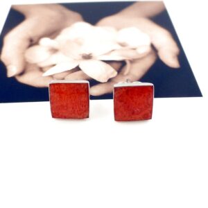 Ohrstecker 925 Silber Koralle eckig