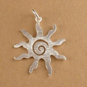 Anhänger 925 Sterling Silber Sonne mit Spirale gebürstet