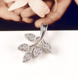 Anhänger 925 Silber Blatt mit Zirkonia