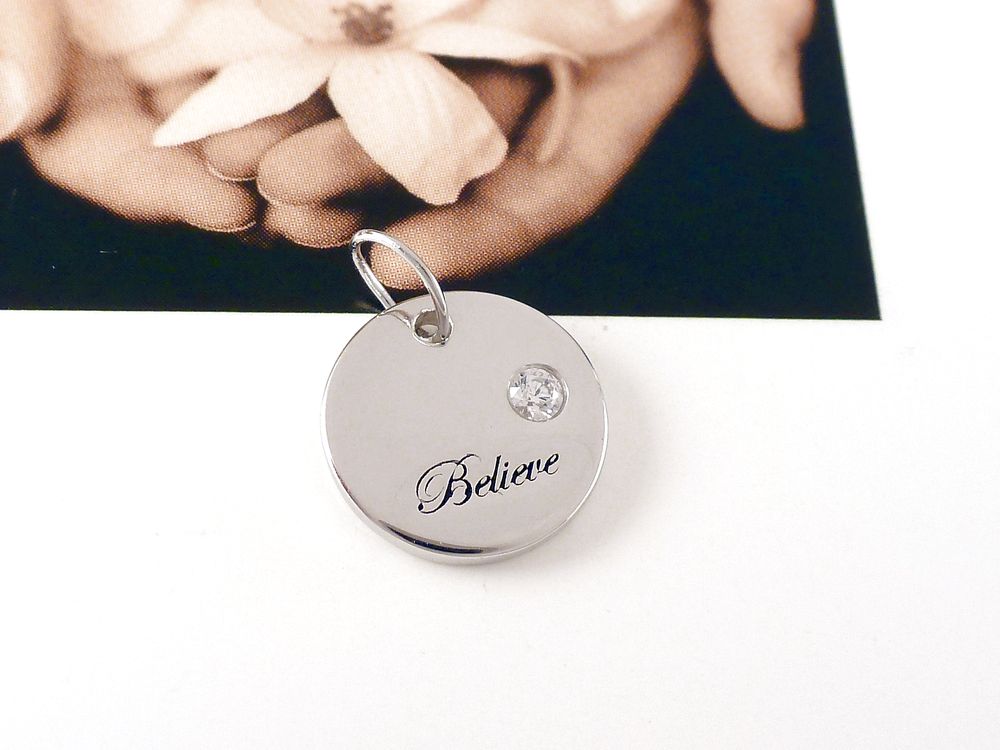 Anhänger 925 Silber Believe mit Zirkonia