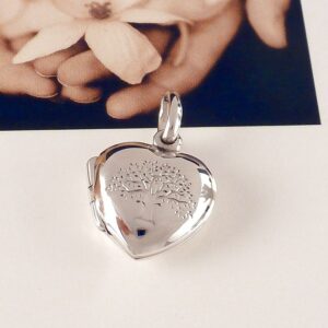 Anhänger 925 Silber Medaillon Herz mit Baum
