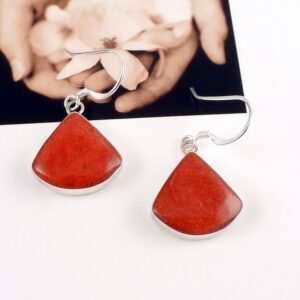 Ohrhänger 925 Silber Koralle Dreieck