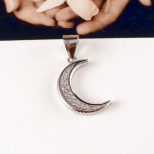 Anhänger 925 Silber Halbmond mit Zirkonia