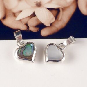 Anhänger 925 Silber Herz mit Paua Muschel Perlmutt