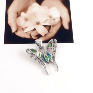 Anhänger 925 Sterling Silber Schmetterling mit Paua Muschel