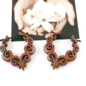 Creolen Holz Tribal Ohrringe
