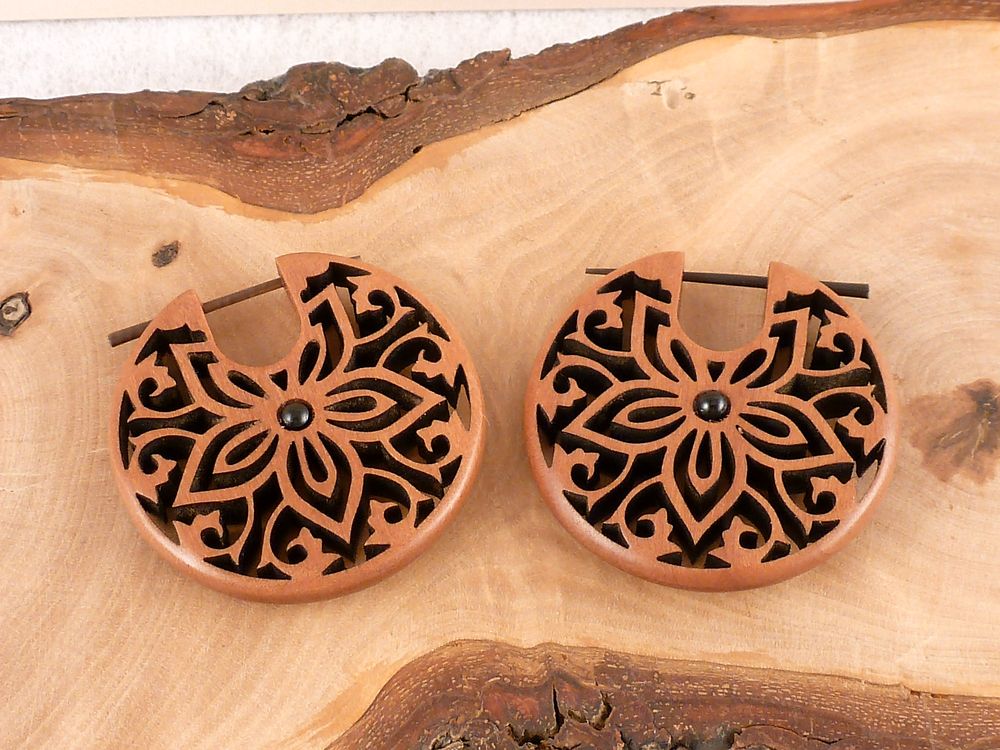 Creolen Holz Blumen Mandala – Bild 6