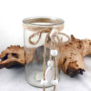Windlicht Glas maritim mit Holz Fisch