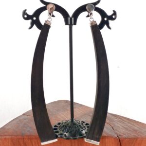 Ohrringe 925 Silber und Holz lang