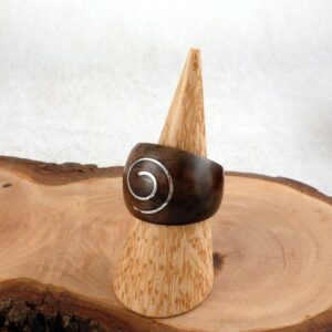 Ring Holz mit Spirale aus Edelstahl Gr. 60