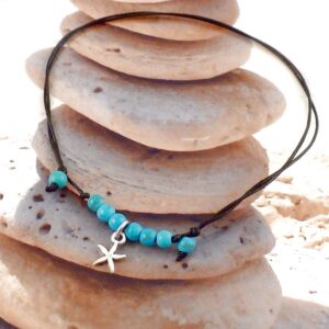 Fußkette Perlen Türkis mit Seestern
